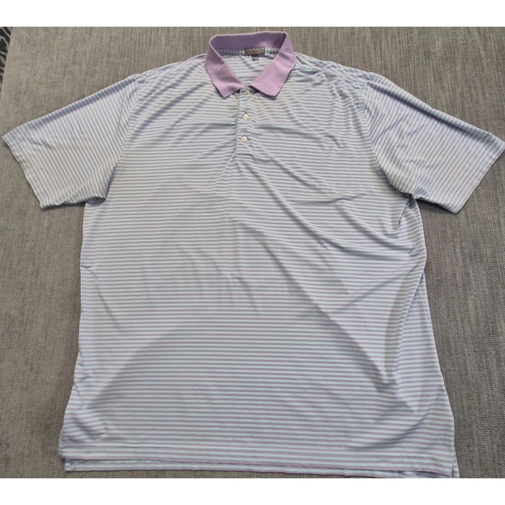 Peter Millar Summer Comfort men's lavender mint green striped golf polo XXL